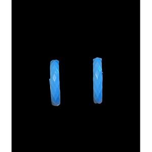 Vintage Pair of Sky Blue 1" Lightweight Painted Textured Aluminum Hoop Earrings